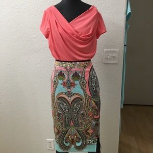 Bisou bisou skirt and worthington shirt combo